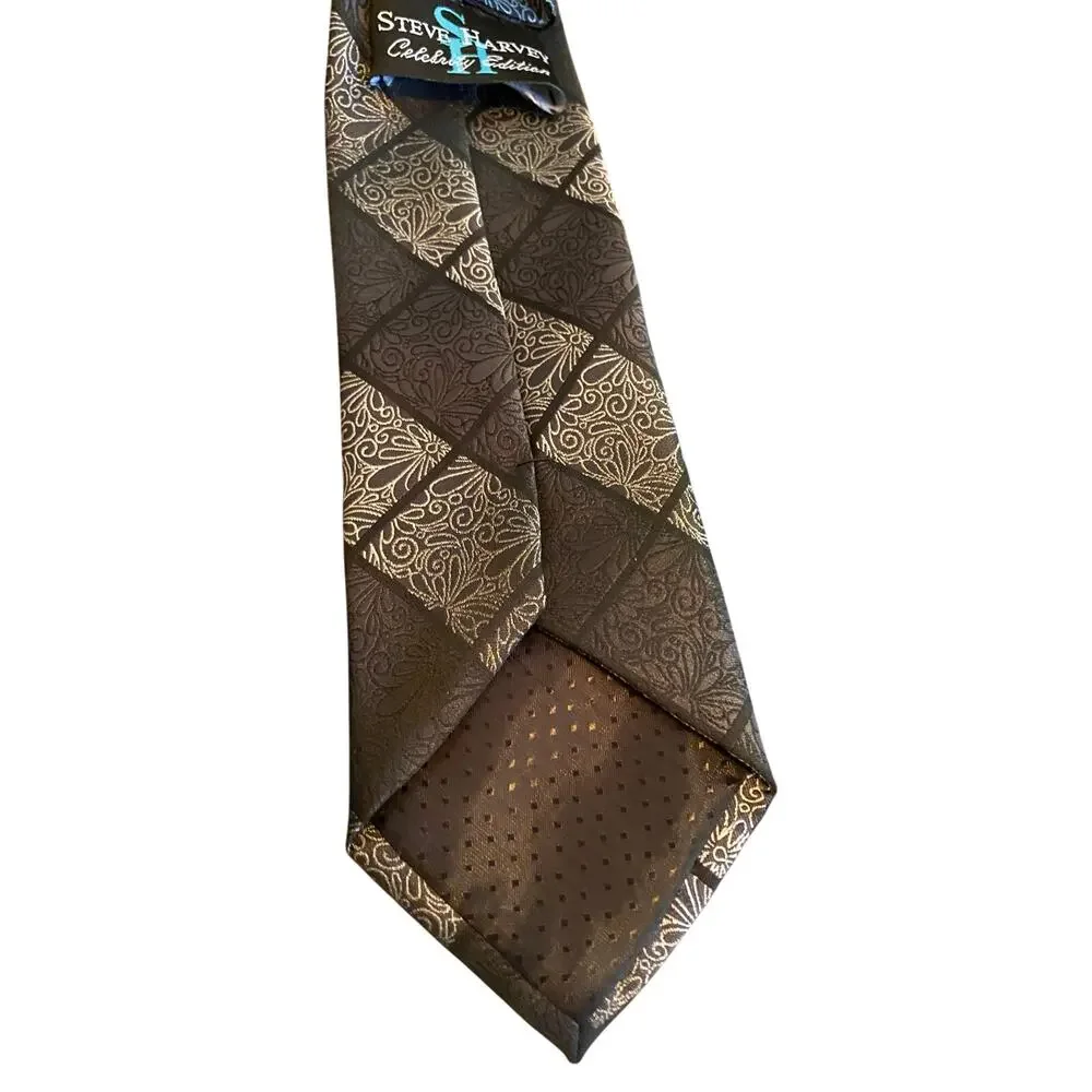 Steve Harvey Celebrity Edition‎ Black Silver Floral Geometric Neck Tie